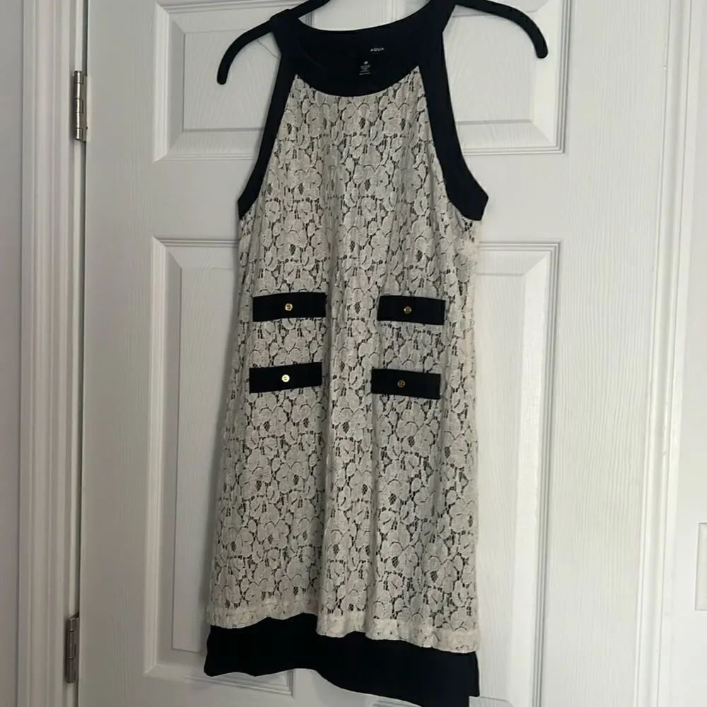 Aqua White Lace Dress - Super Cute - Size XS Great Condition
